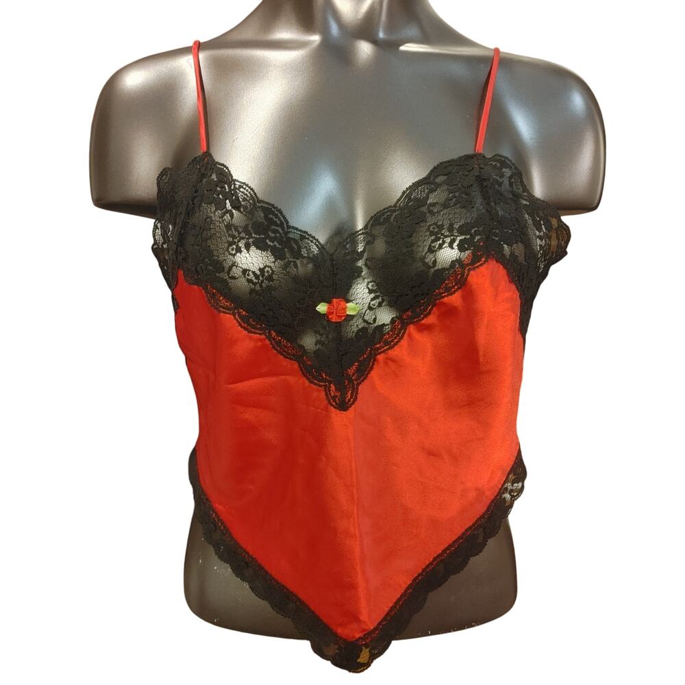 Fredrick's of Hollywood Women's M Red/Black Lacey Tank Top